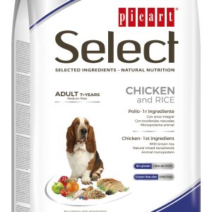 Picart Select 7+ - Ração seca para cão com mais de 7 anos - Frango e arroz