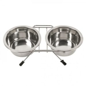 Kerbl Comedouro Duplo Em Inox C  Suporte