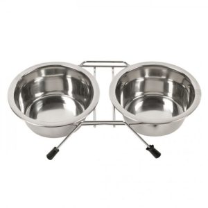 Kerbl Comedouro Duplo Em Inox C  Suporte
