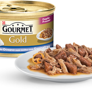 Gourmet Gold DUPLO PRAZER COM PEIXE DO OCEANO E ESPINAFRES 85 Gr