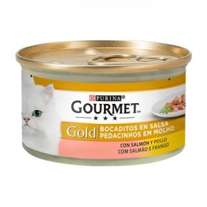 Gourmet Gold Pedacinhos em molho para gato - Salmão e frango