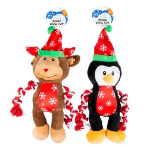 Duvo Plus Rena e Pinguim de Peluche com Som para Cão