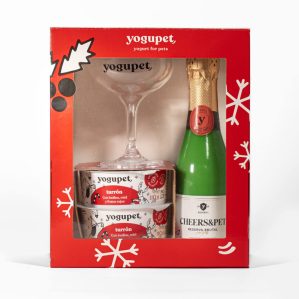 Yogupet - Caixa de Natal com Champanhe + Copo + 2 Iogurtes