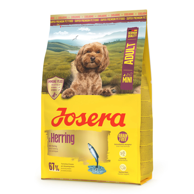 Josera Mini -Ração Seca sem Cereais para Cão Mini Adulto -Arenque